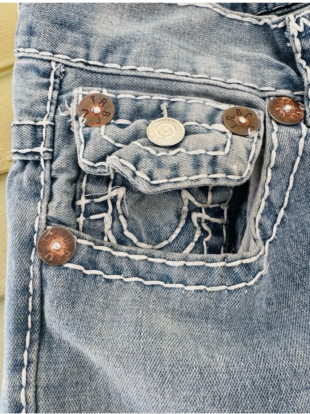 True Religion Joey Super T Jeans Light Wash Flare Y2K Mens 36x31 USA Made Unisex